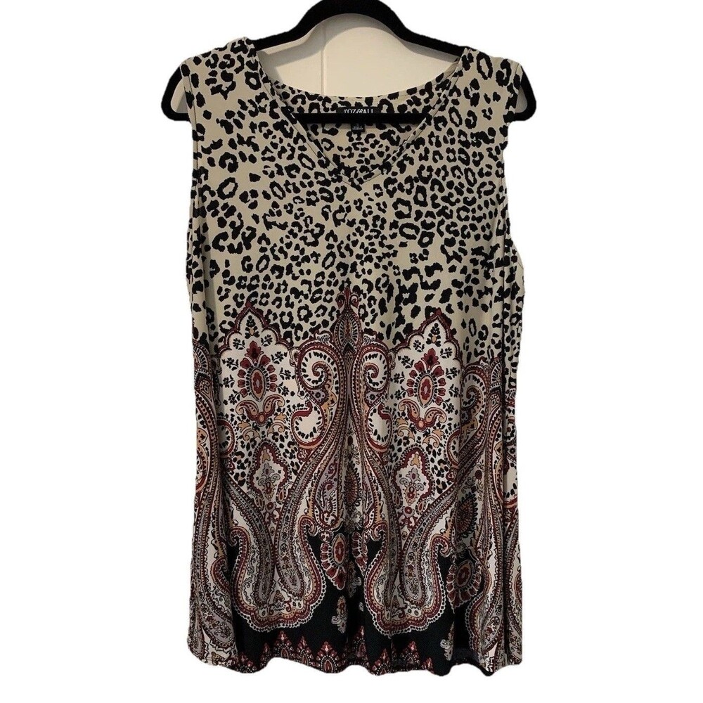 Roz & Ali Womens Size Small Top Sleeveless Tunic Paisley Stretch